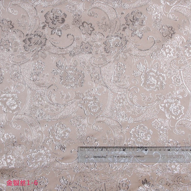 Picture of Manufacturer's Ready Supply Brocade Series Handicrafts 9-Color Large Jacquard Flowers Polyester Gold Silk Silver Jacquard Cloth