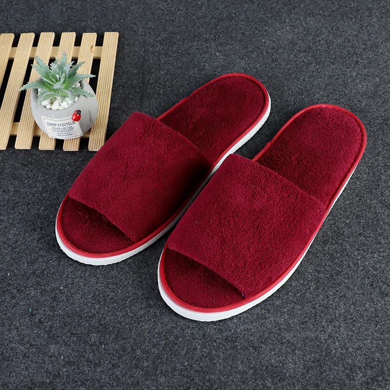Picture of Disposable solid color coral fleece slippers hotel homestay couple slippers room hotel thickened slippers wholesale