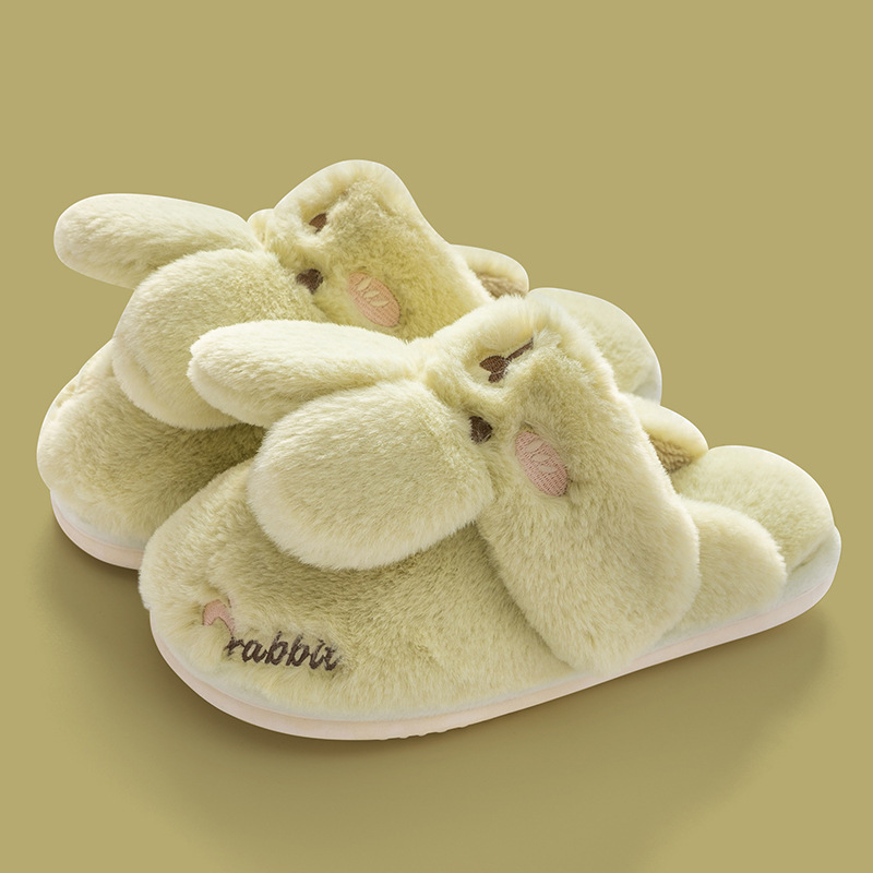 Picture of Rabbit Ear Slippers Women's Winter Indoor Home Non-slip 2024 New Cute Warm Maomao Cotton Slippers Men's Winter