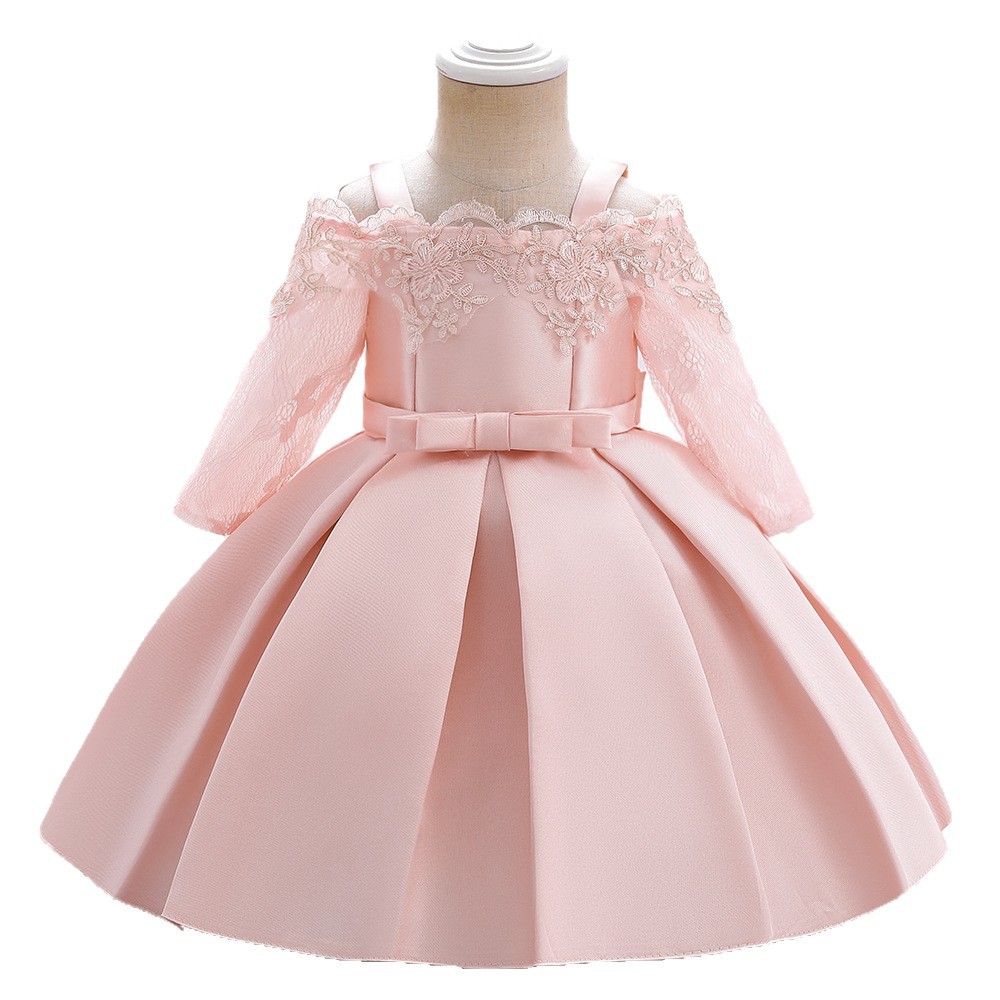 Picture of Cross-border Amazon baby dress satin cloth one-year-old baby dress dress birthday cute princess