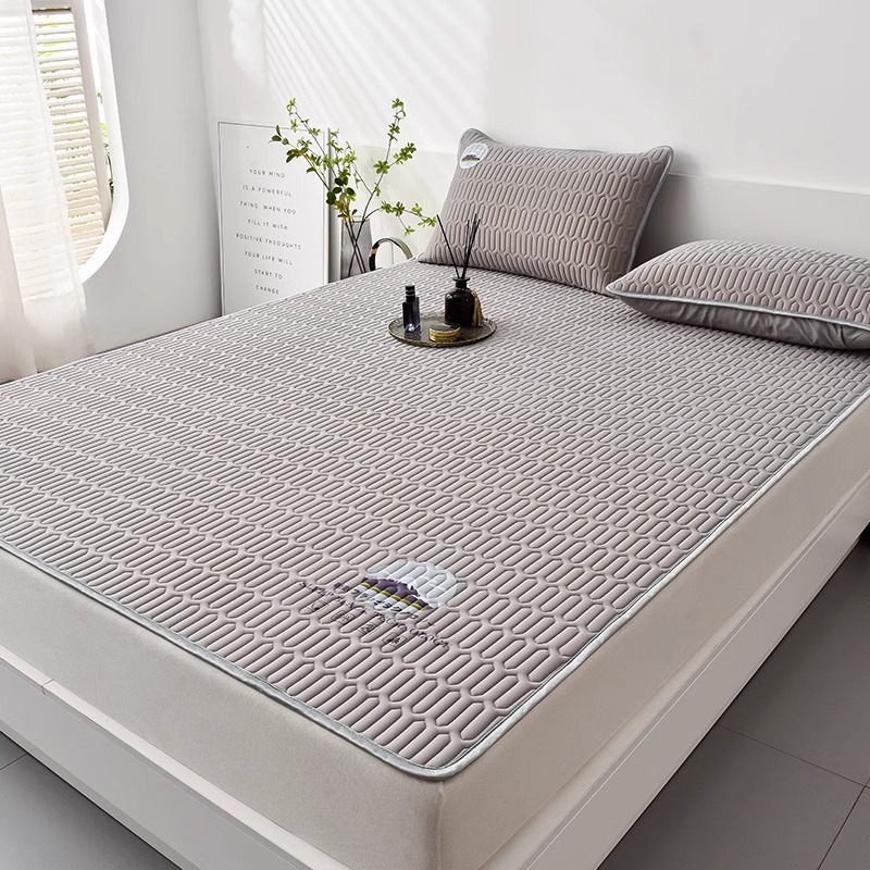 Picture of New Summer Ice Silk Latex Mat Three-Piece Set of Fitted Sheets Foldableing Dormitory Student Single Machine Washable Mat