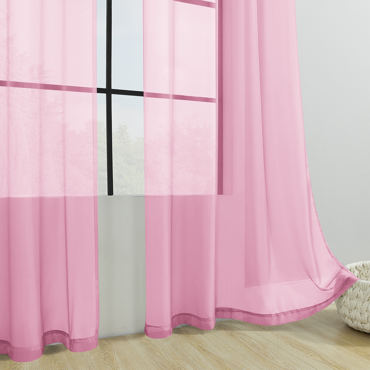 Picture of Cross-border Solid Color Perforated Trilon Semi-shading Curtain Screen Living Room Bay Window Balcony Decorative Window Screen SHEIN