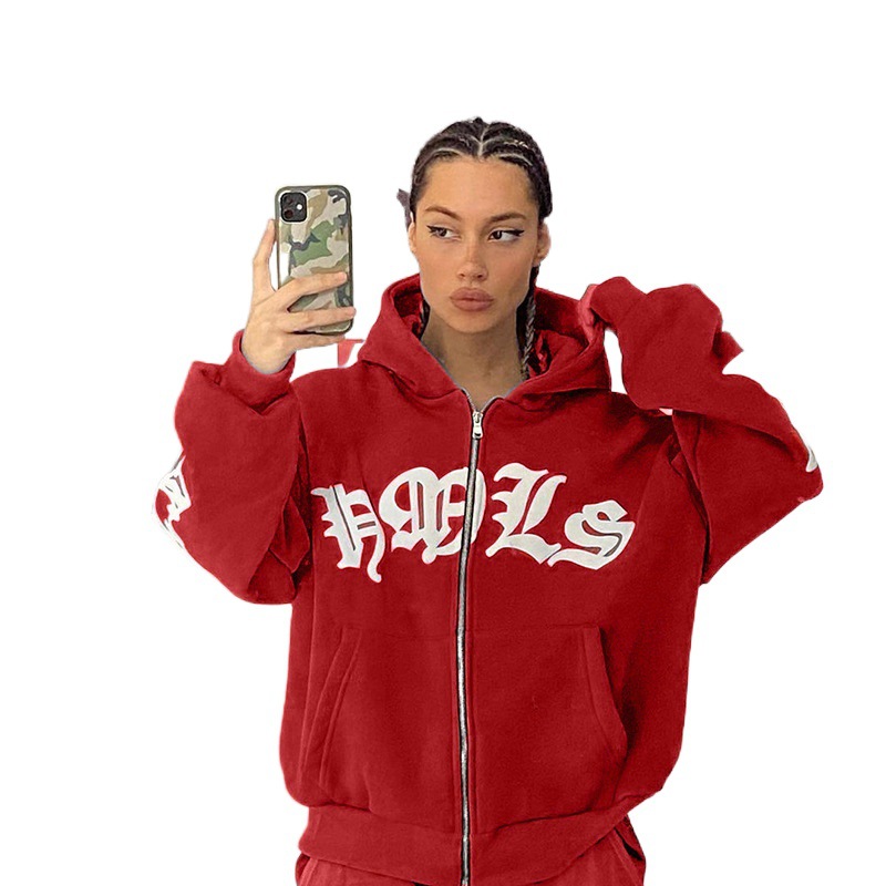 Picture of 2023 Europe and the United States cross-border AliExpress new ladies street hoodie foam zipper Europe and the United States hooded sweater