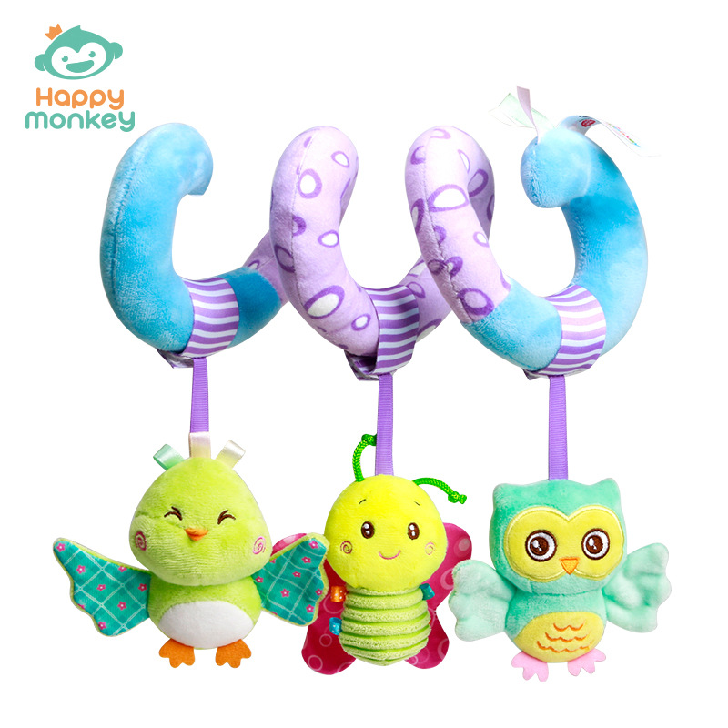 Picture of Happy Monkey Baby Toy Bed Around the Bed Hanging Baby Stroller Pendant Sky Animal Bed Bell Velvet Toy