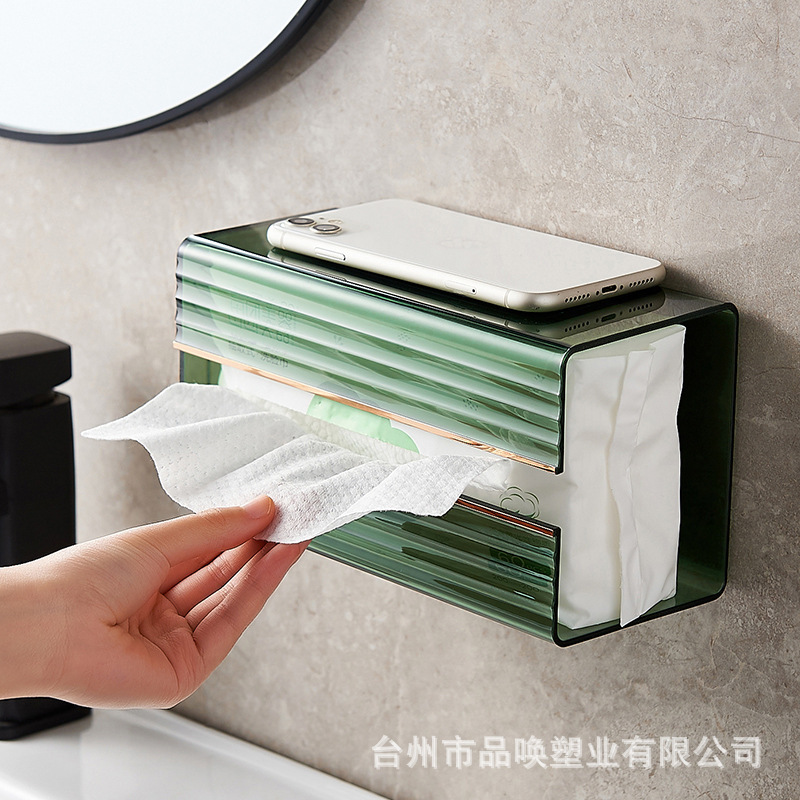 Picture of Tissue Box Wall-mounted Drawable Paper Box Tissue Wash Towel Storage Toilet Bathroom Kitchen Hanging Inverted