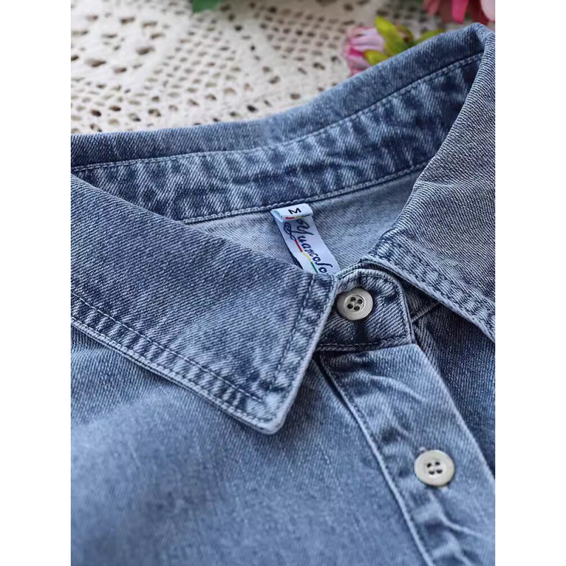Picture of Mid-length Denim Shirt 2024 Spring New Loose Single-breasted Denim Jacket Casual Loose Long-sleeved Shirt