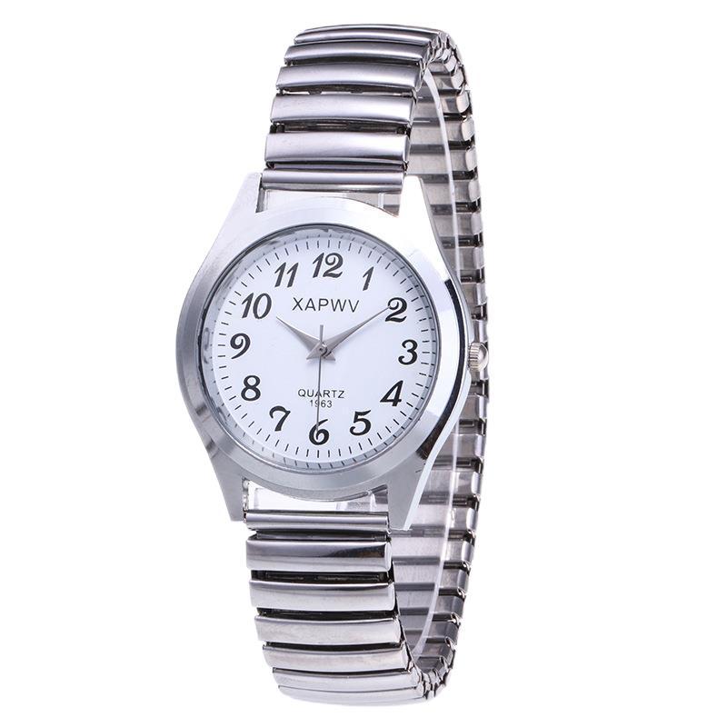Picture of Middle-aged and elderly people's large dial pointer digital face men's watch women's elastic elastic band quartz couple fashion watch