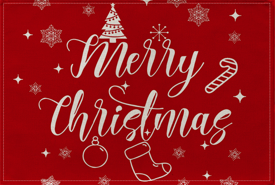Picture of Christmas Placemat Scandinavian Style English Letter Napkin Western Restaurant Tablecloth Single Layer Linen Insulation Mat Table Mat