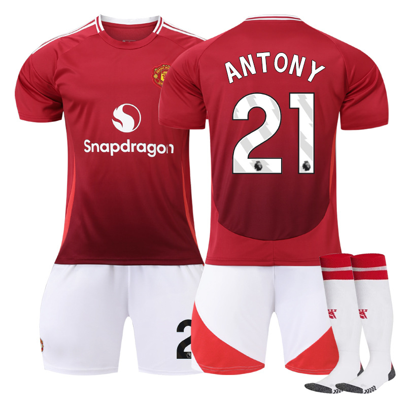 Picture of 2425 Red Devils main jersey suit 10 Rashford 17 Garnacho 37 Menou B Fermount children's football uniform
