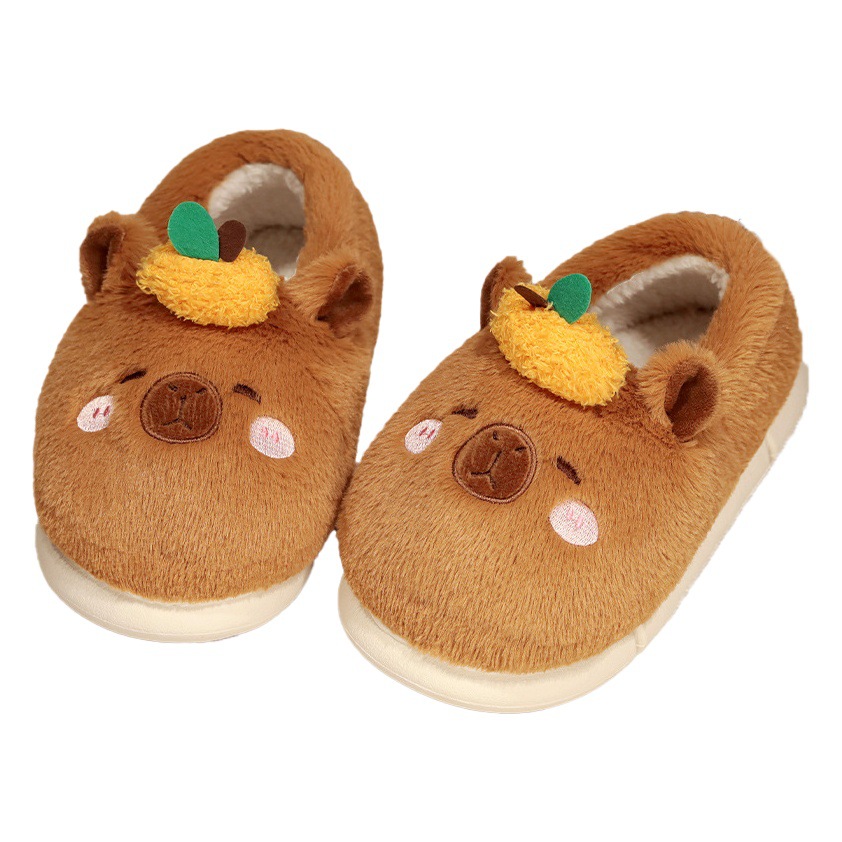 Douyin's Same Winter Capibala Capybara Cotton Slippers for Girls Warm Plush Home Shoes Couple Shoes Wholesale