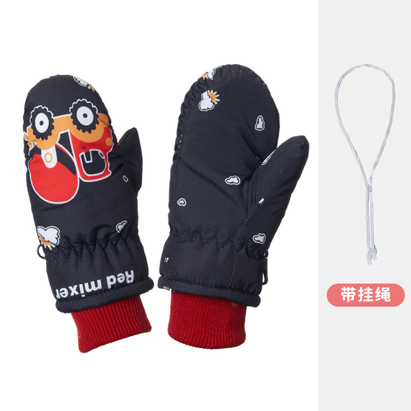 Picture of Cartoon children's fleece-lined ski gloves 2-5 years old baby outdoor warm gloves thickened non-slip children's gloves winter