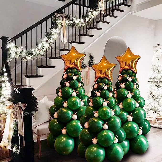 Amazon hot sale 94PCs Christmas Balloon Christmas tree shape diy Christmas Tree Hotel home Christmas arrangement