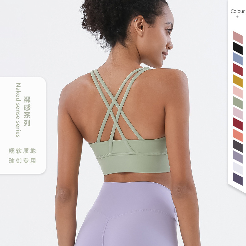 Picture of 2022 new double-sided brushed cross back sports underwear shockproof push up yoga sports bra fitness vest