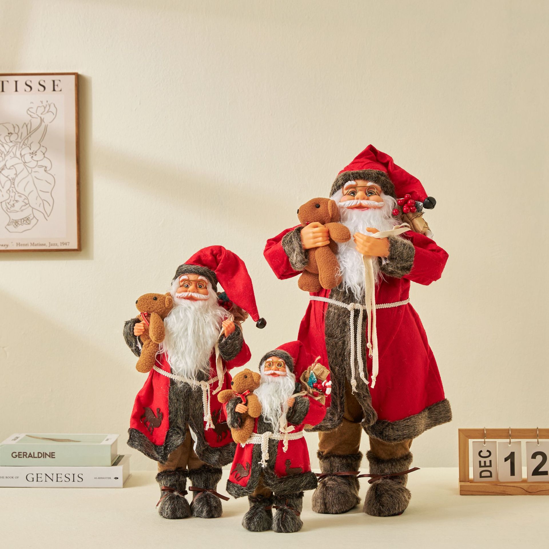 Classic Red Santa Claus Doll Teddy Bear Christmas Window Decoration Faceless Rudolph Cross Border Hot Sale