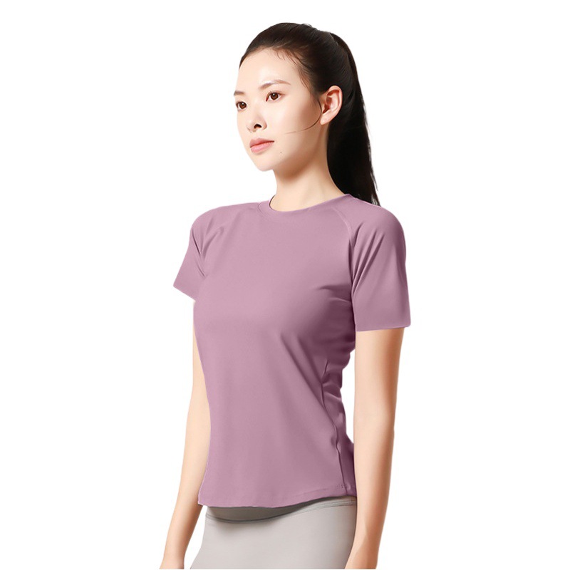 Juyitang Mesh Sports Short-sleeved Shaping Chest-revealing Waist T-shirt Round Step Yoga Fitness Short-sleeved Women