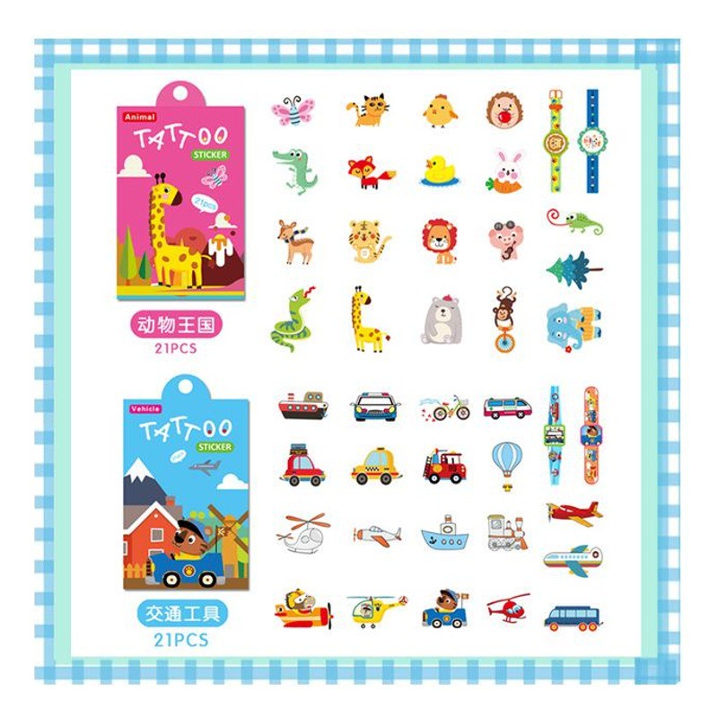 21 Korean Small Fresh Kidsren's Unicorn Tattoo Stickers Set Mermaid Halloween Cartoon Tattoos