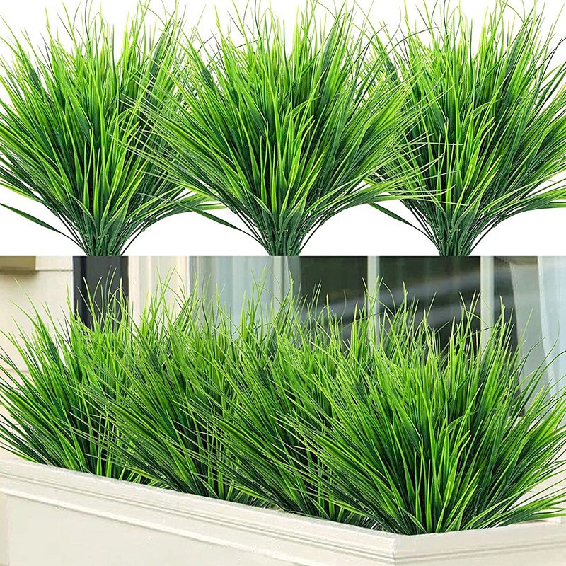 Cross-border artificial green plant 7 fork plastic flower spring grass rosemary stem Persian Fern eucalyptus inside and outside decorative partition plug