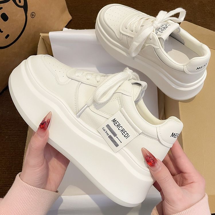 Thick-soled small white shoes female students retro board shoes high-value niche shoes female Maillard casual women's shoes height-increasing shoes