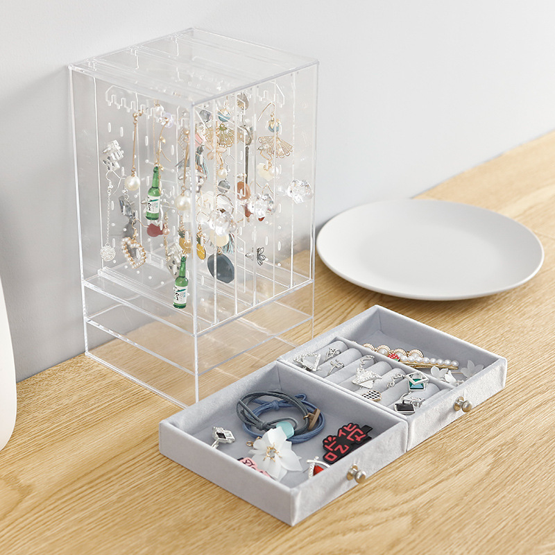 Picture of Earrings Finishing Jewelry Necklace Box Acrylic Earrings Jewelry Dust-proof Hanger Japanese-style Transparent Earrings Storage Box