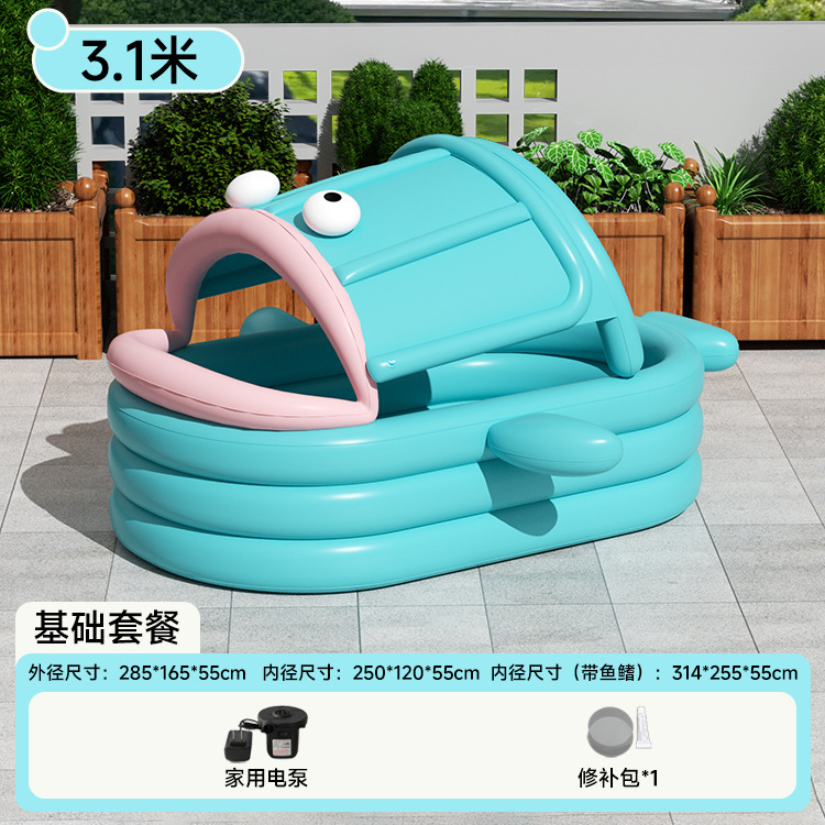 Picture of Cross-Border Ugly Fish Inflatable Swimming Pool Baby Ocean Ball Pool Baby Toy Pool Outdoor Paddling Pool with Awning