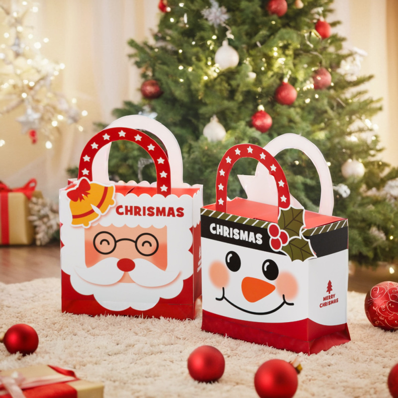 Cartoon Christmas snowflake crisp cake dry gift box peace Fruit Chocolate Candy hand gift drawer empty box