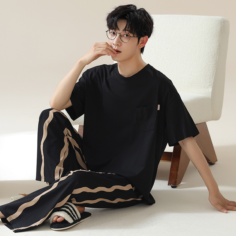 Men's Pajamas Summer Cool Loose plus size Short-sleeved Trousers Thin suit Summer Casual Outwear Home Clothes