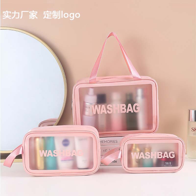 Transparent Toiletry Bag Three-piece Set Large Capacity Travel Waterproof Bath Cosmetic Bag Portable Cosmetic Storage Bag