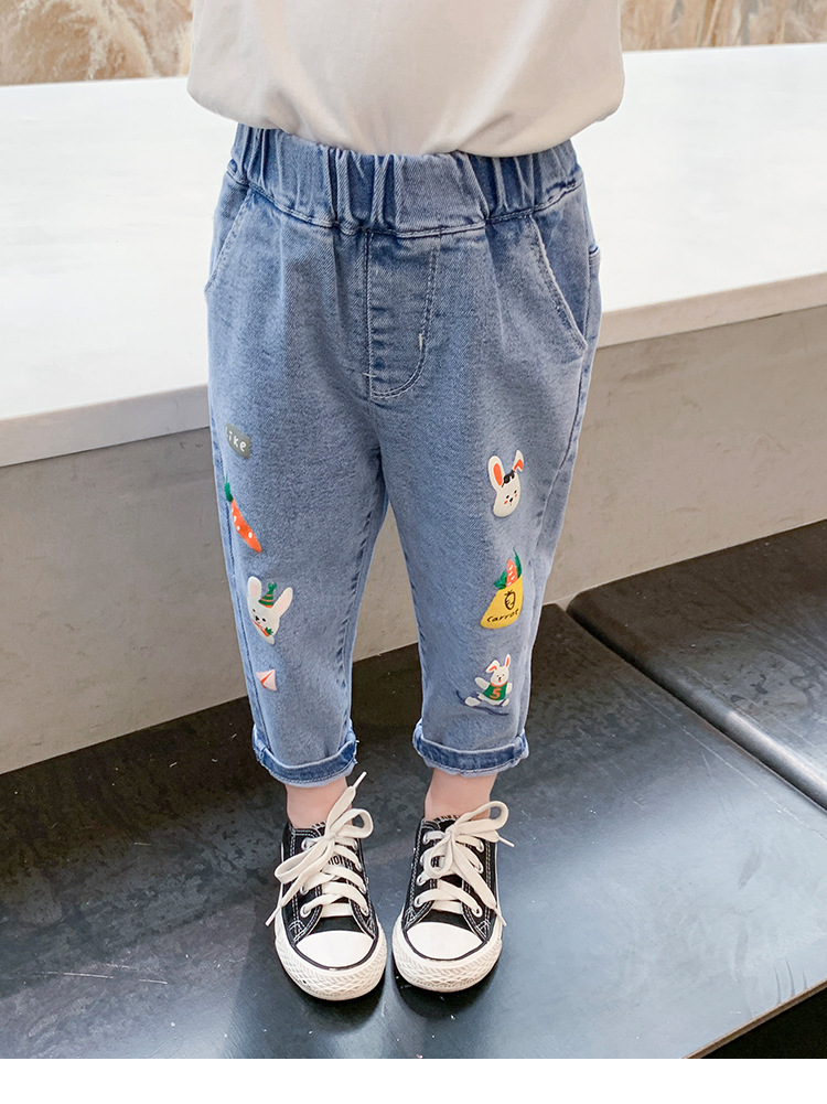 Picture of Girls' Pants Korean Jeans Women's Micro Denim Pants Fashion Split Stretch Girls' Spring and Autumn Jeans