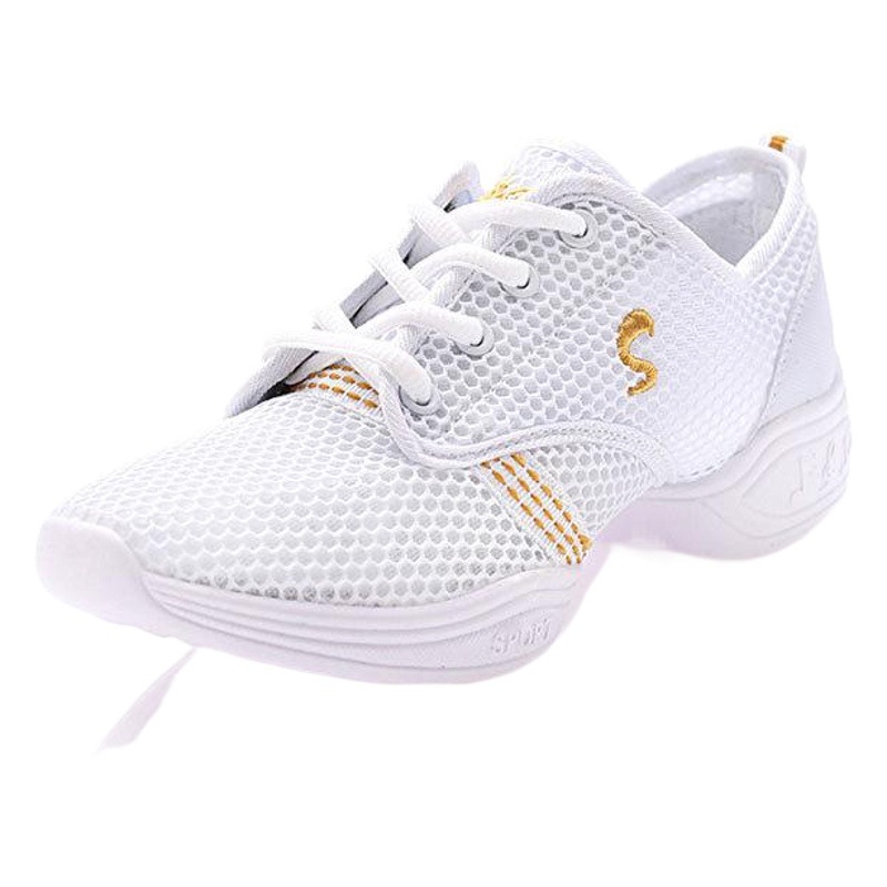 Dance Shoes Women's Shoes White Mesh Breathable Soft Sole Middle Children's Square Dance Shoes Spring and Summer Modern Dance Shoes Men's Shoes 712