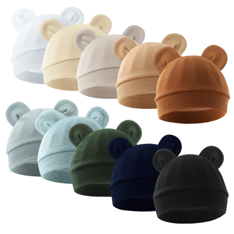 Picture of 2023 foreign trade baby pullover cap Mickey ears baby hat newborn tire cap anti-scratch gloves 2-piece set