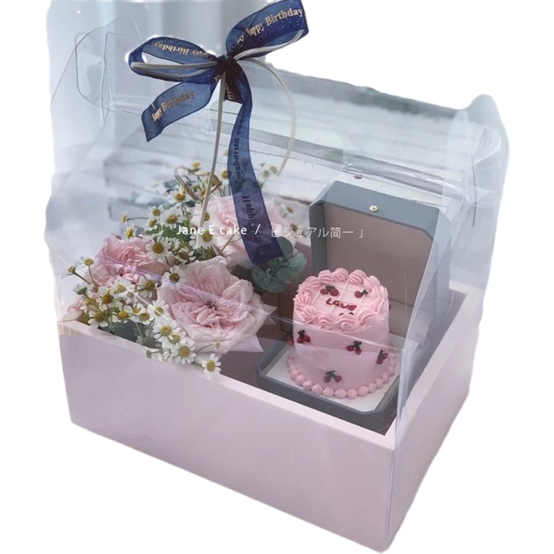 Flowers Cake Box Valentine's Day New Year Gift Box Candy Box Hand Gift Box Internet Celebrity Transparent Cake Flower Box