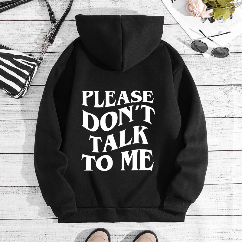 Picture of Amazon autumn and winter women's clothing back bag collar fleece-lined sweater hooded letter printing foreign trade sweater explosions women