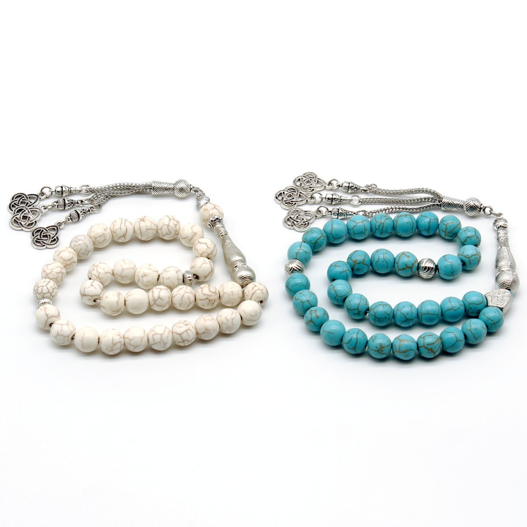 Picture of 33 Turquoise Rosary Original Design 10mm Totbih Handmade Beads