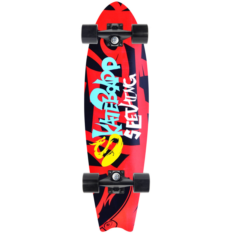 Picture of 28 inch maple small fish Board children Brush Street road beginners four-wheel skateboard single rocker skateboard