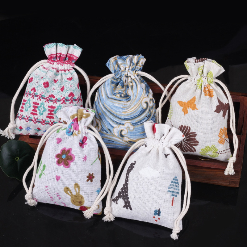 Sackcloth Bag Bundle Pocket Mugwort Sachet Empty Bag Sachet Bag Printed Gift Packaging Drawstring Bag 9*12 Portable