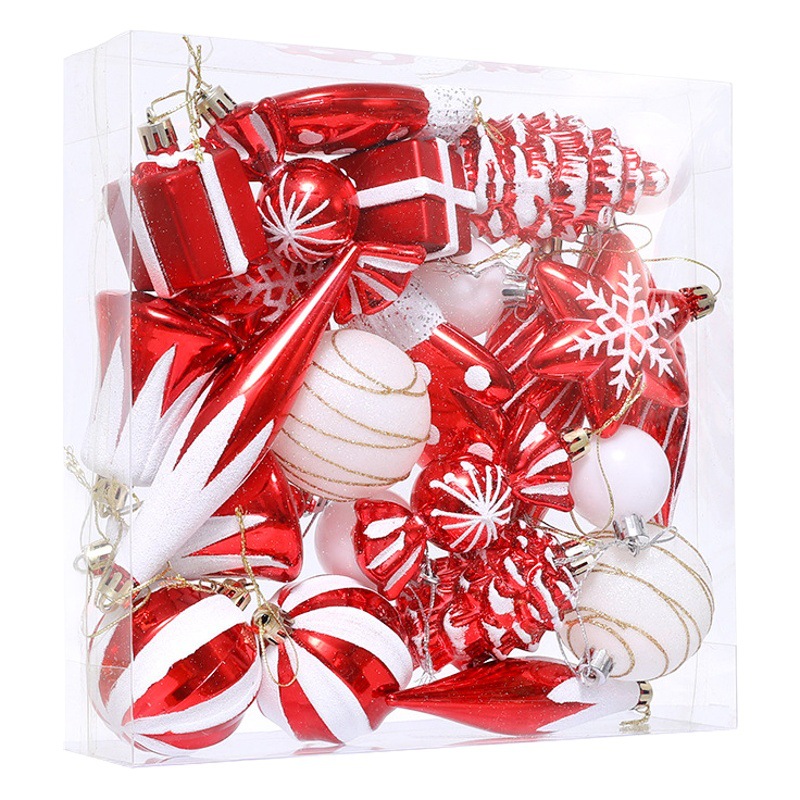 Cross-border New Christmas Ball Ornaments Special-shaped Christmas Ball Cane Candy Cake Gift Pack Red Ball Pendant