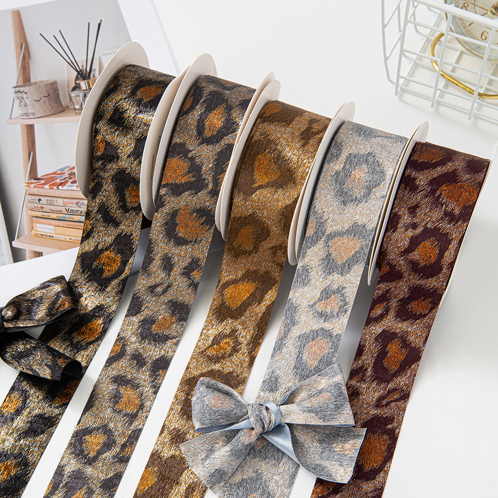 Leopard Deerskin Velvet Belt Ribbon Handmade DIY Hair Ornaments Flowers bouquet Clothing Accessories Gift Hat Gift Box Packaging Ribbon