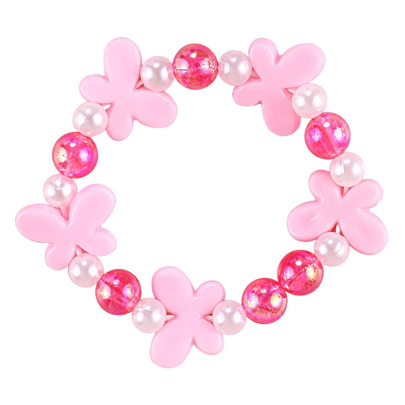 Children's Flower Bow Bracelet Acrylic Princess Series Pink Bracelet Children's Manufacturer Supply Available for Wholesale