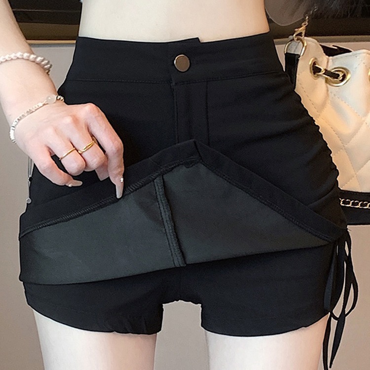 Black irregular suit skirt pants women's summer 2024 New High waist slimming A- line sexy hot girl skirt