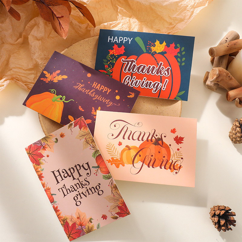 Picture of 8 sets of Amazon Thanksgiving cards Christmas suit cards Creative blessing cards with envelopes