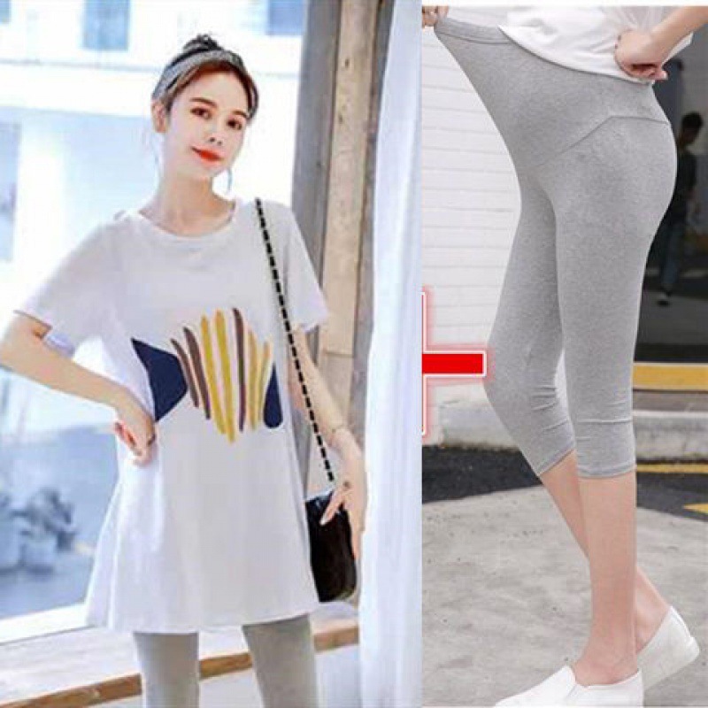 Picture of in stock 2024 spring and summer pregnant women fashion suit new loose summer long short sleeve clothing two-piece top