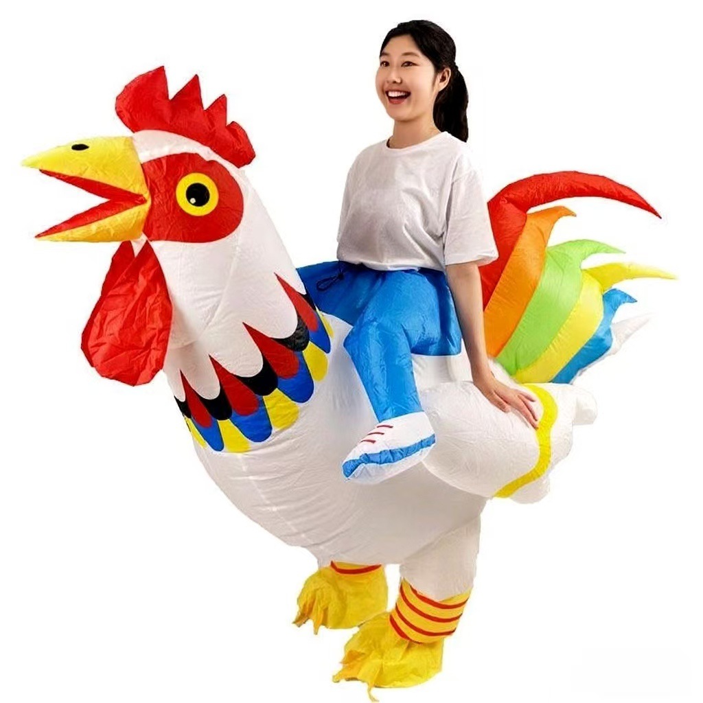 Picture of Halloween Costume Big Red Rooster Inflatable Suit Family Inflatable Costume Blue Rooster Inflatable Suit Performance Doll Suit
