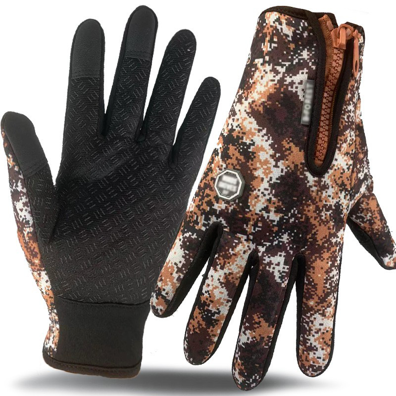 Picture of Touch Screen Gloves Winter Warm Fleece Gloves for Men and Women Cycling Outdoor Sports Non-Slip Snow Mountaineering Zipper Motorcycle