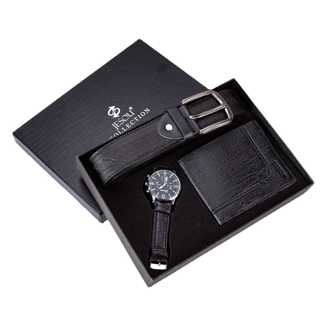 Men's Gift suit Exquisite Packaging Watch Wallet Belt suit Foreign Trade Best Selling Creative Gift Watch suit