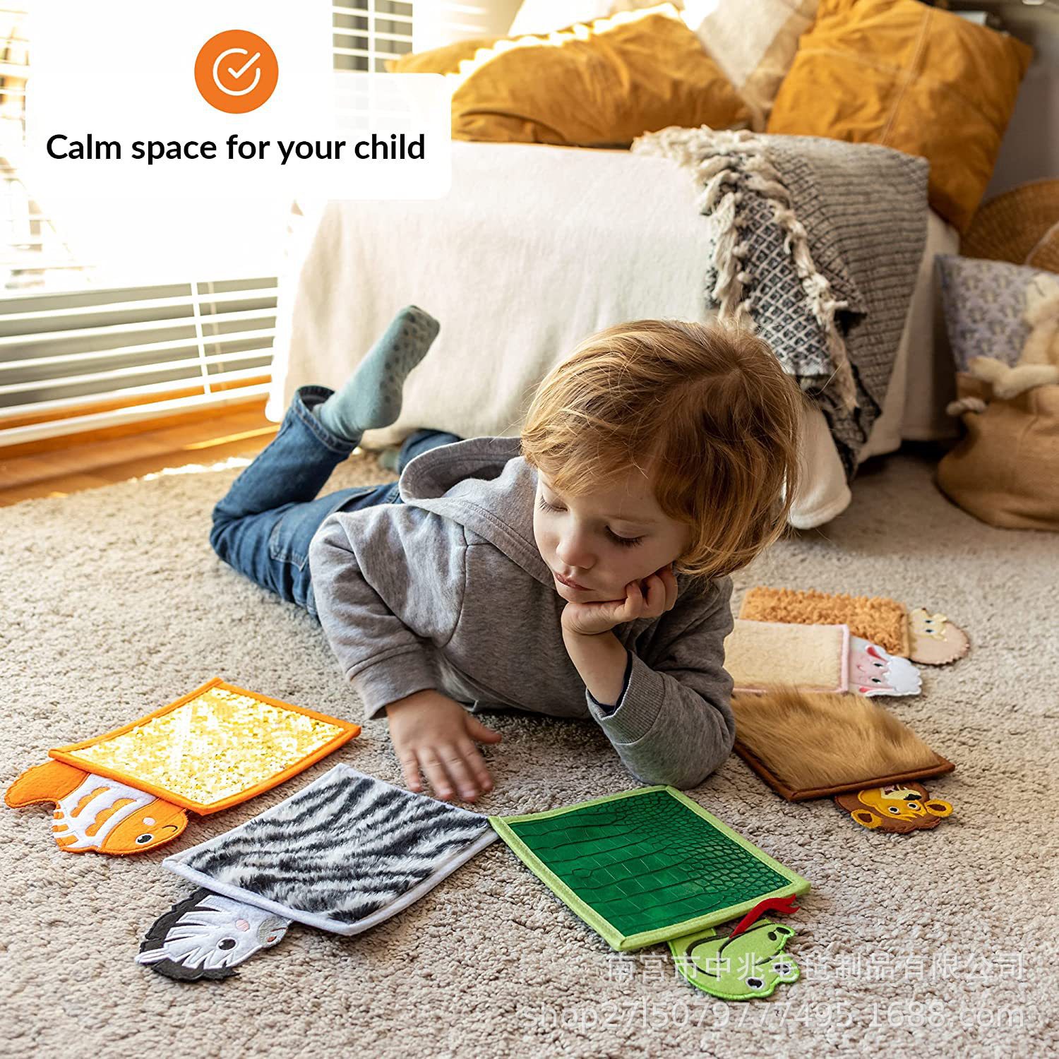 Animal Texture Fur Sensory Mat Children's Floor Tactility Teaching Aids Early Education Educational Cartoon Felt Animal Cognition Mat