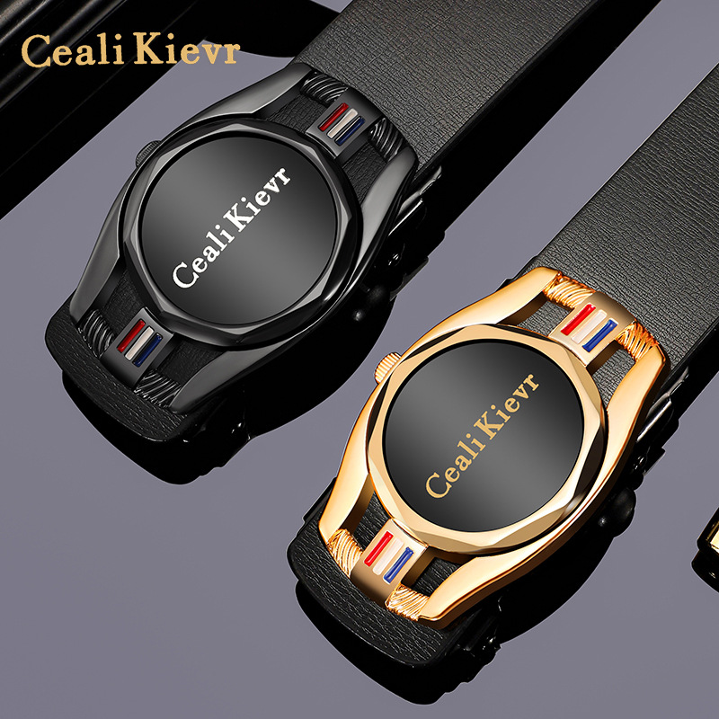 Paul Men's Belt Light Luxury Belt Simulated Leather Toothless Automatic Buckle Watch Buckle Fashionable Versatile Casual Business