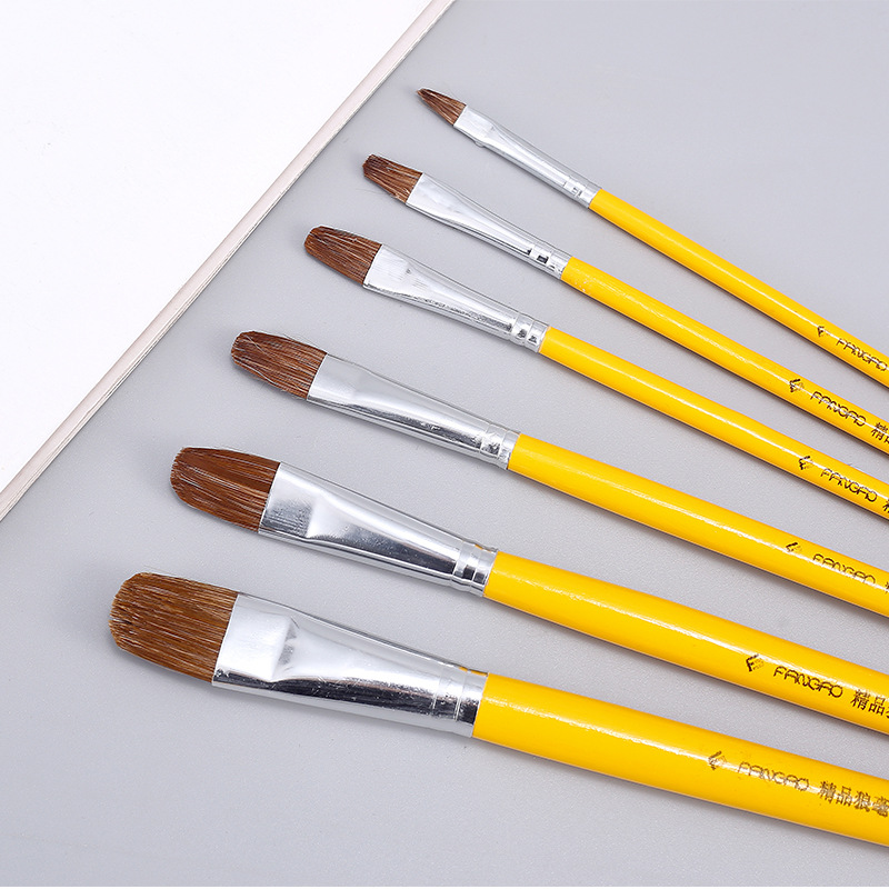 Picture of Wolf brush oil brush 6 sets of watercolor acrylic flat brush art painting tools gouache paint brush