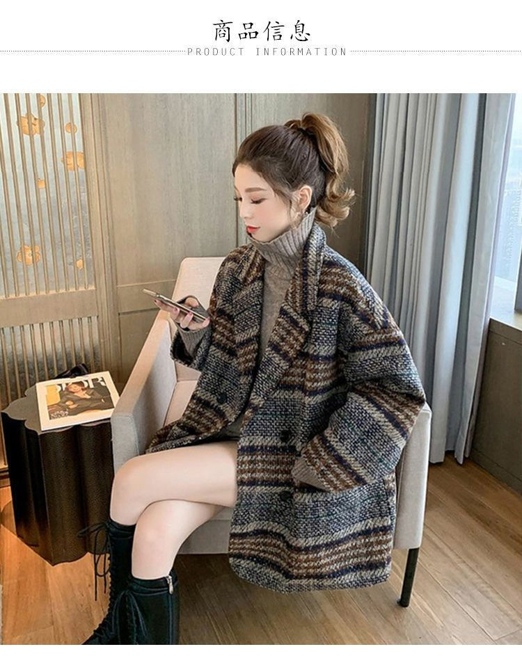 Picture of Plaid Woolen Suit Jacket Women's Mid-Length 2025 Autumn and Winter New Korean Style Small Tweed Quilted Outwear