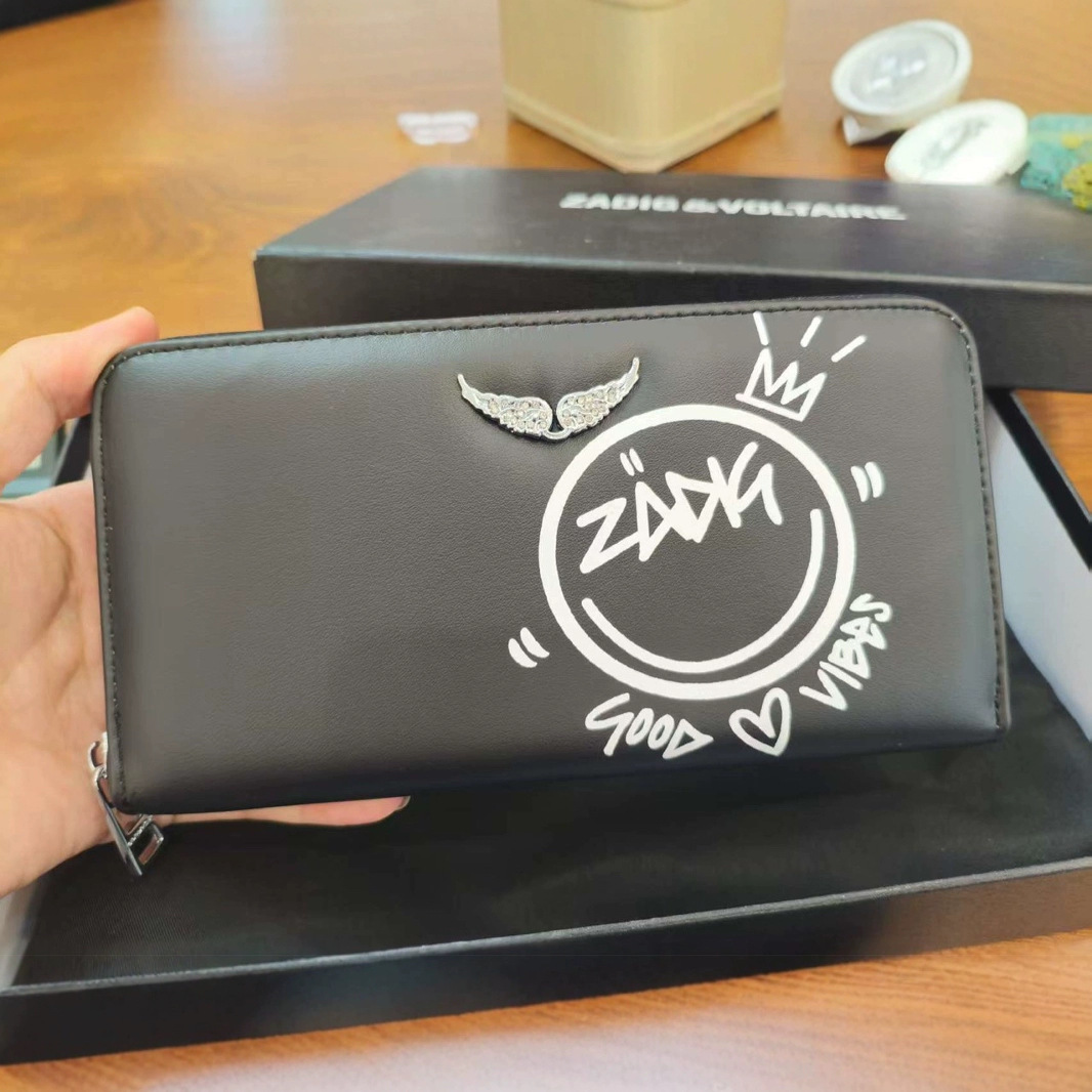 Cross-Border Zv Street Korean Style Pu Graffiti Print Women's Wallet Long Zipper Clutch Multi-Card Slot Wallet Bag
