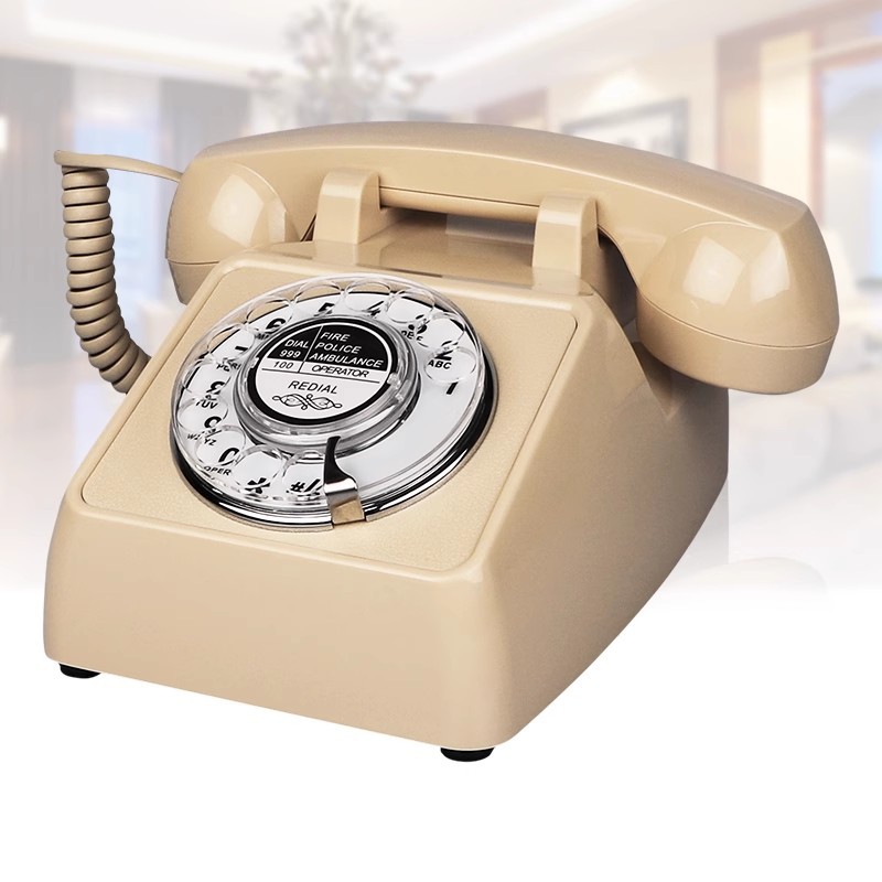 Cross-border Antique Telephone Dial Classic Retro Metal Mechanical Copper Ringtone Fixed Telephone American Style